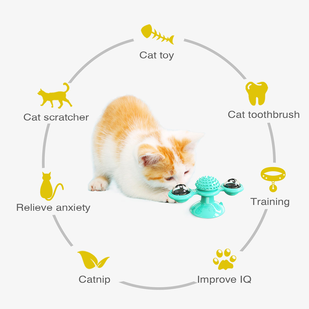 Moulin à vent pour chat, jouet de Massage rotatif amusant, boule LED d&#39;herbe à chat, nettoyage des dents, produits pour animaux de compagnie, directe