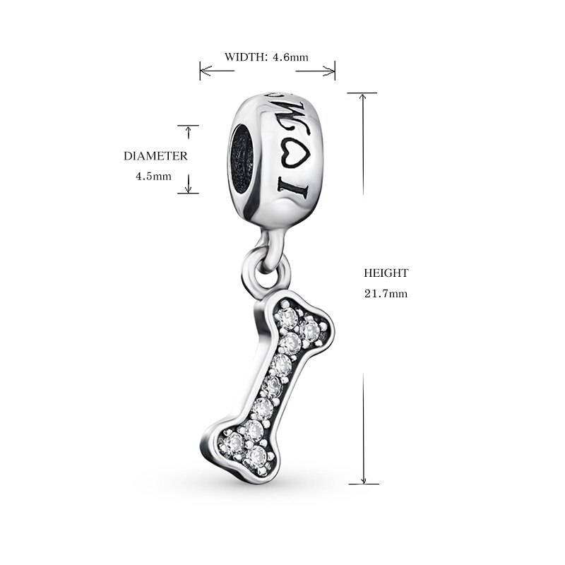925 Sterling Zilver Hondenbot Bedel - Ik & Mijn Vriend voor Europese Armbanden