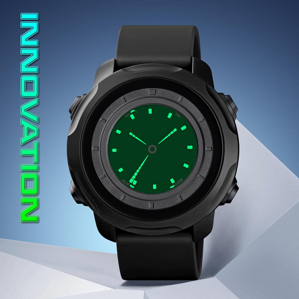 SKMEI Two Display Men's Electronics Watch 50M Waterproof LED Silica Watch Digital Wristwatches Mens Alarm relogios 1571
