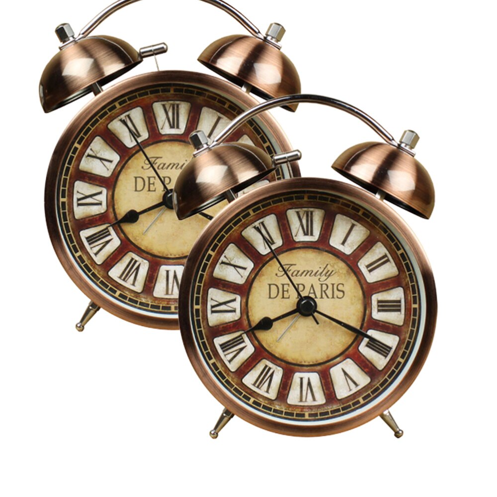 1pc Alarm Clock Practical Retro Durable Metal Decorative Novel European Style Alarm Clock Table Alarm for Co-worker Family Frien