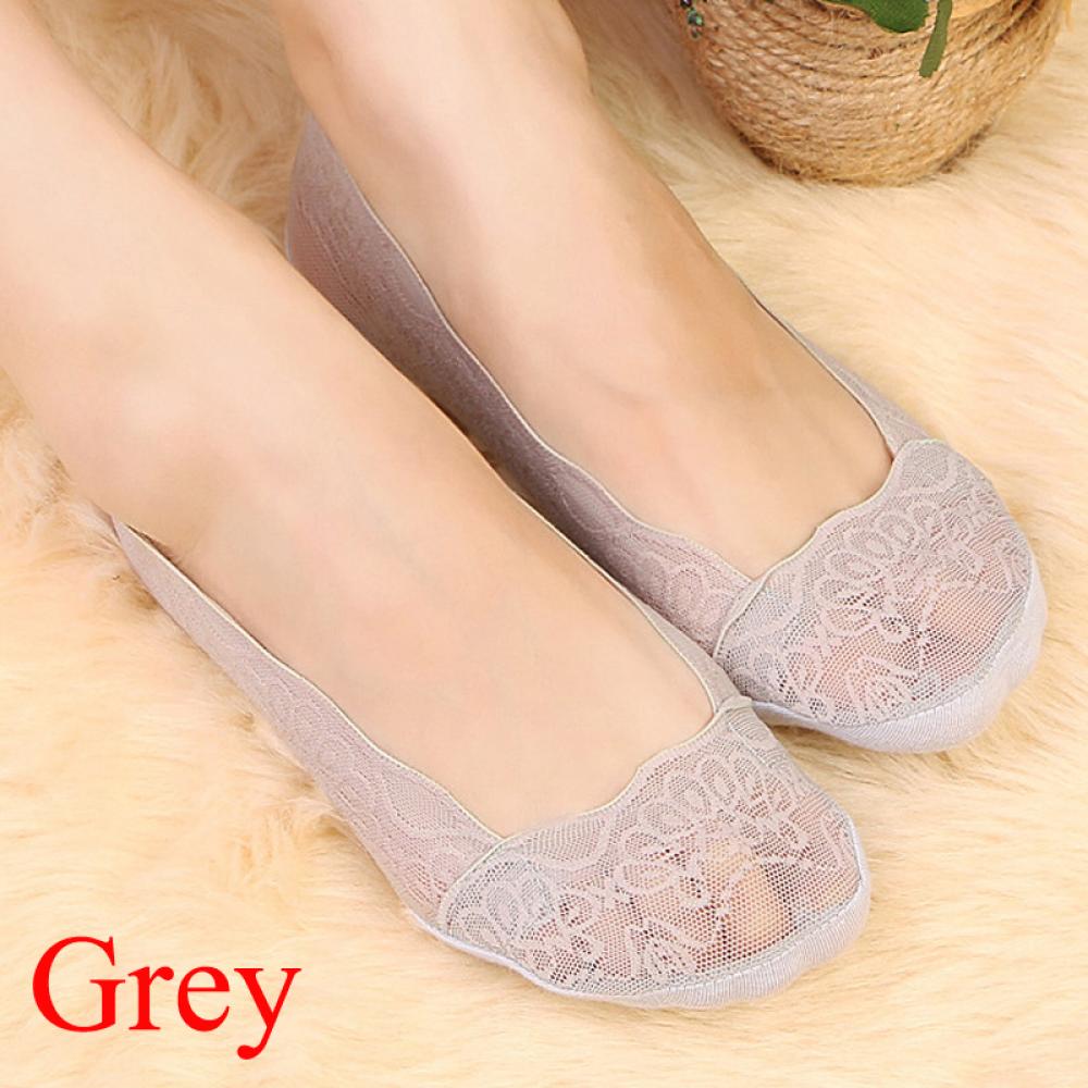 1 paire de chaussettes d'été en coton à fleurs et dentelle pour femmes, confortables, antidérapantes, invisibles, à la cheville, élastiques, courtes: 15