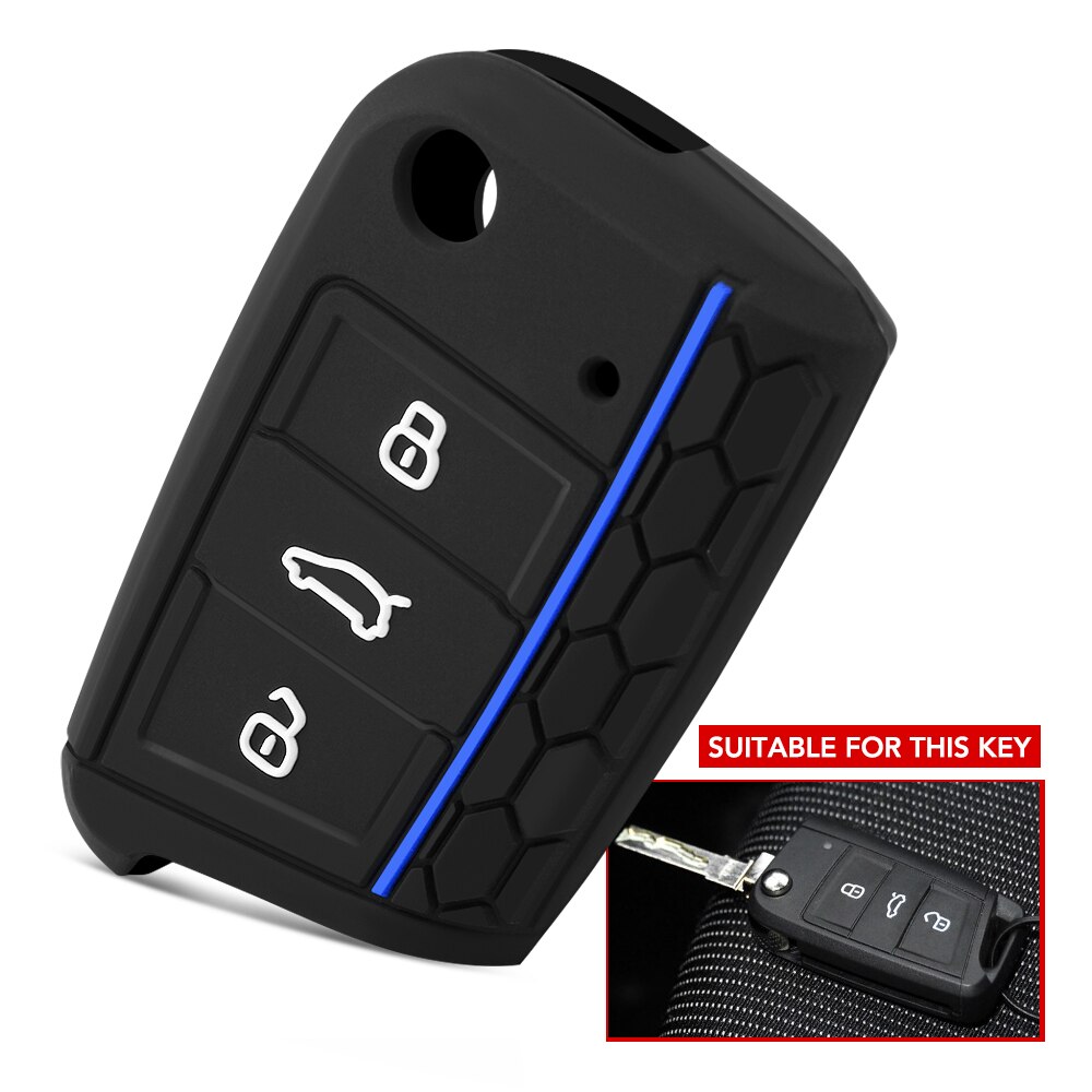 Silikoninen auton avainsuojus kuorikotelo volkswagen vw golf 7 mk7 skoda octavia  a7 istuimelle leon ibiza 3 auto-styling: Sininen