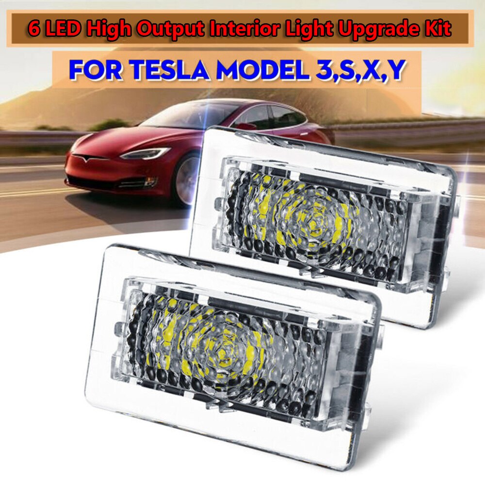 Voor Tesla Model 3 S X Led Verlichting Onderdelen 4.5X2.5X2 Cm Accessoires Auto 1 Paar Interieur wit