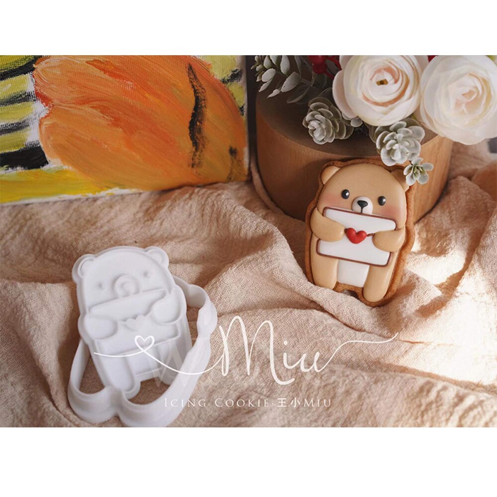 san valentino stampo per biscotti panda orso cupido angelo glassa taglierina per biscotti cartone animato 3D casa fai da te accessori per pasticceria e panetteria: E