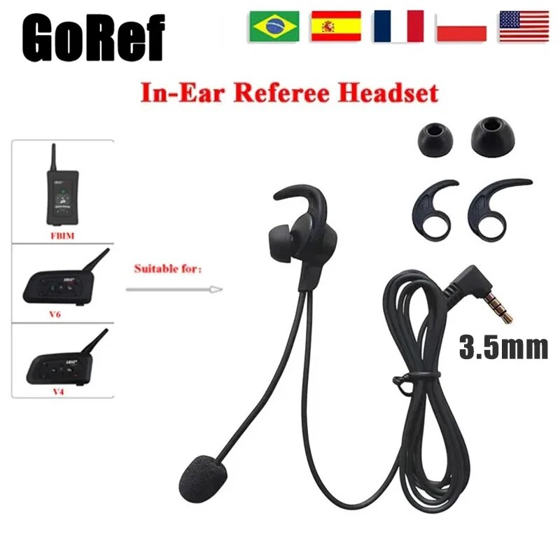 Goref 3,5mm jack in-ear headphones football football referee headphones for  v4c plus /v6c/ fbim intercom headset: Default Title