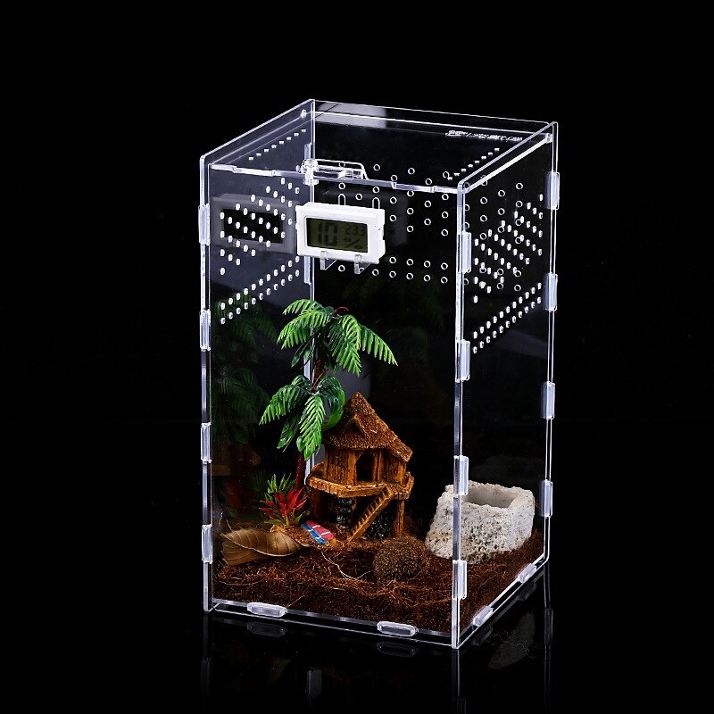 Transparent Assembled Acrylic Reptile Breeding Box Tank Terrarium Spider Lizard Scorpion Amphibian Breathable Terrarium Box