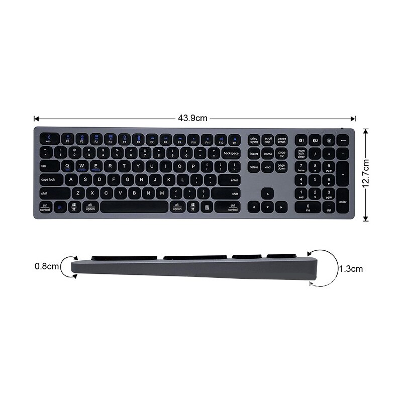 Bluetooth Keyboard, Aluminum Alloy Dual-Channel Wireless Keyboard for Phones, Tablets, Desktop Computers