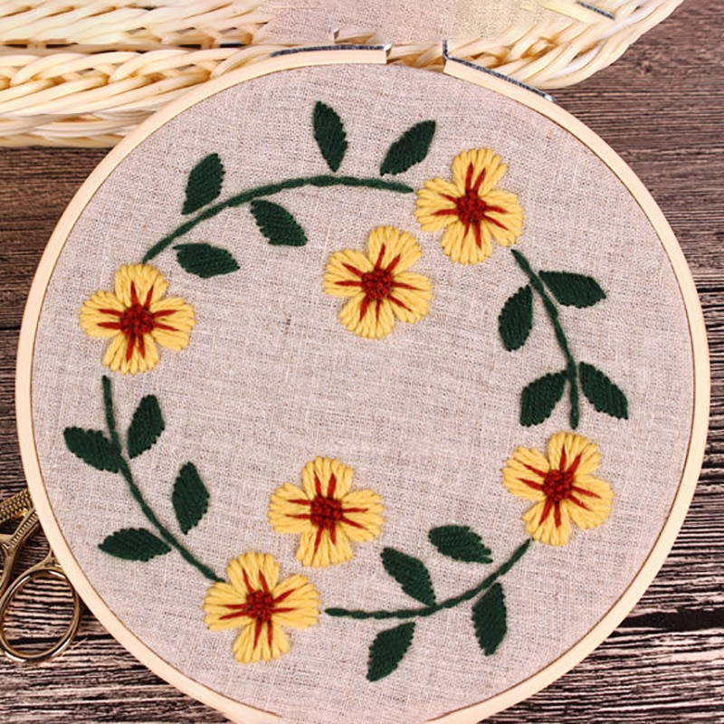 DIY Daisy Embroidery Handcraft Needlework Cross Stitch Kit Cotton Painting
