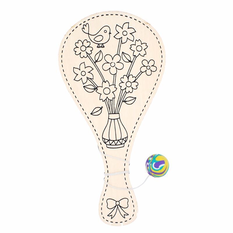 Juegos Aire Libre Wooden racket ball DIY toy cartoon random doodle kindergarten children's handmade toys: Flowers