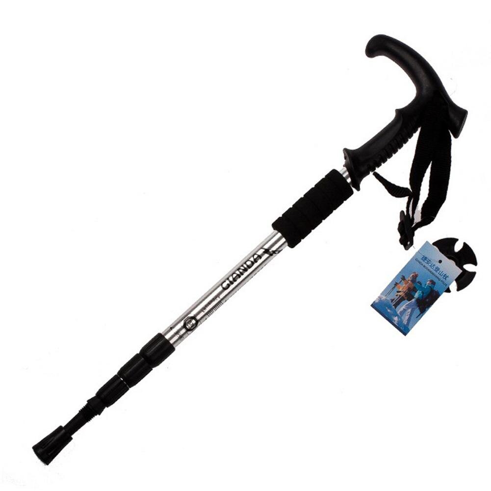 1Pc Anti Shock Walking Sticks Adjustable Walking Poles Trekking Hiking Poles Ultralight Telescopic Walking Canes Hiking Stick: 110cm to 50cm silver