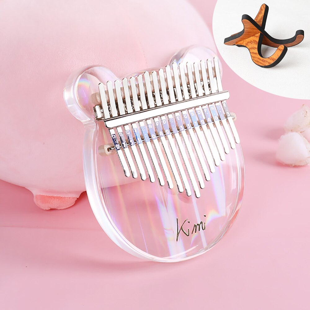 Kimi Kalimba acrylique 17 clé Transparent pouce Piano doigt Piano avec accordeur marteau bâton Kalimba étui arc-en-ciel Kalimba: Color Bear stand