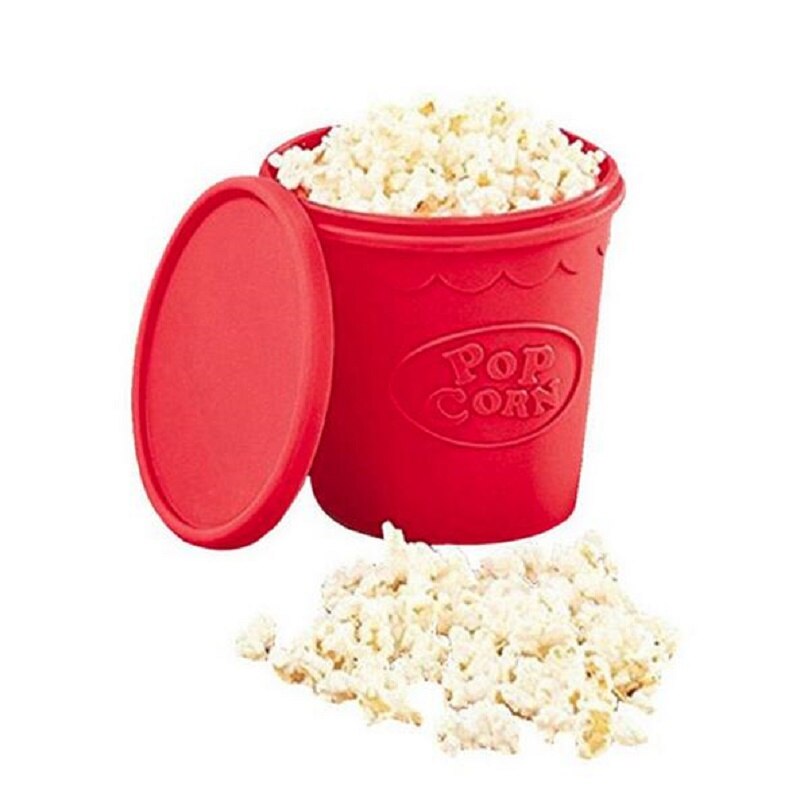1Pcs Original Red Silicone Microwave Popcorn Maker Bucket Snack Bucket Family Party Supplies DIY Kitchen Tools