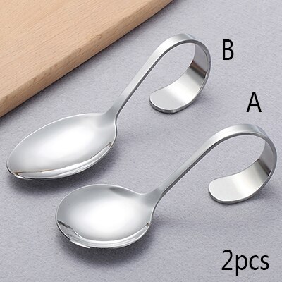 Stainless steel Salad spoon set Curved Handle Dinner Serving Soup Salad Spoon Public Dinnerware Cutlery Kitchen Buffet Tools: 1ps A 1ps B Spon