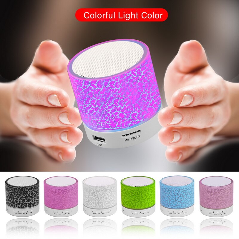 Bluetooth Speaker Mini Draadloze Speaker Subwoofer Kleurrijke Led Licht Draagbare 20W 15W 400Mah Ingebouwde Batterij plastic Full-Range