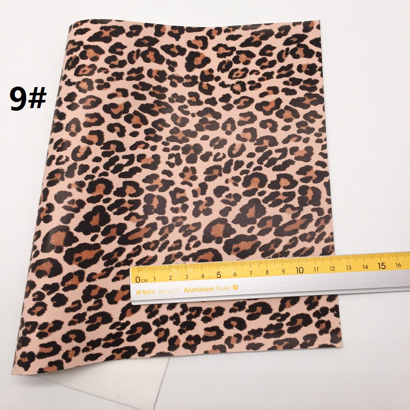 1pc 21 x 29cm neon leopard trykt kunstlæder stof, syntetiske læder ark til at gøre buer leosyntetisk  t391: 9