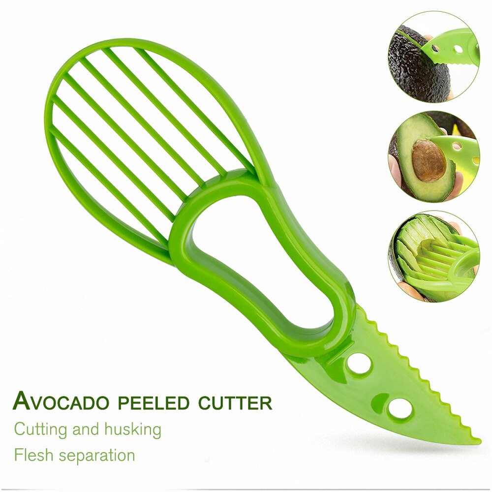 3 In 1 Avocado Slicer Shea Corer Boter Fruit Peeler Cutter Pulp Separator Plastic Mes Keuken Groente Gereedschap