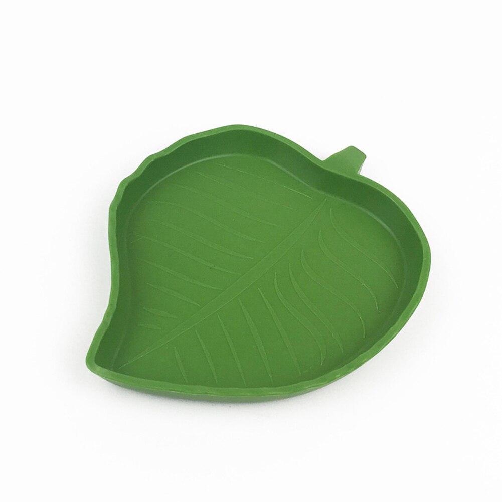 Tortuga serpiente, lagarto de la fuente de agua de alimentación de la cuenca forma de hoja, suministros para mascotas, comida Gecko curva de borde de plástico Reptiles alimentador