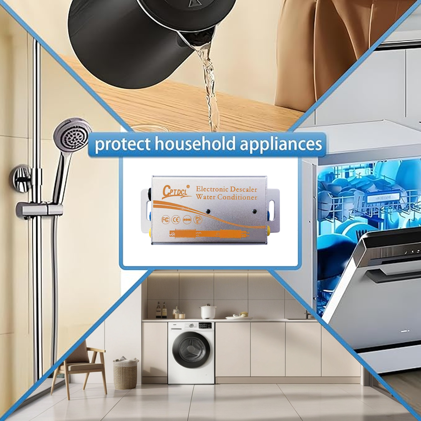 Electronic Water Descaler System Water Descaler, Alternative Electronic Salt-Free Hard Water Conditioner, Alloy Shell