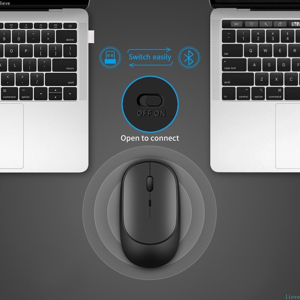 Mouse Bluetooth Wireless per MacBook PC iPad Computer ricaricabile Dual mode Bluetooth + USB Mous, Mouse Wireless silenzioso ergonomico