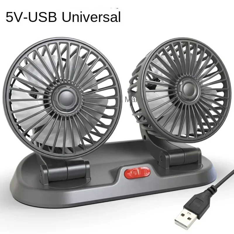 Bilvifte kjøling bil elektrisk vifte 360 ° justerbar 3 hoder usb /12v/24v vifte 2 hastighet stille kjøler for dashbord bobil lastebil suv: Marineblå