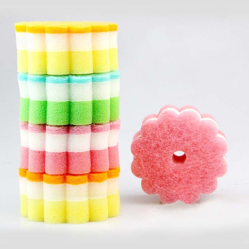 1Pcs Sponzen Schuursponsjes Ronde Zonnebloem Vormige Keuken Spons Borstel Servies Glas Wassen Gerechten Thuis Schoonmaken Tool