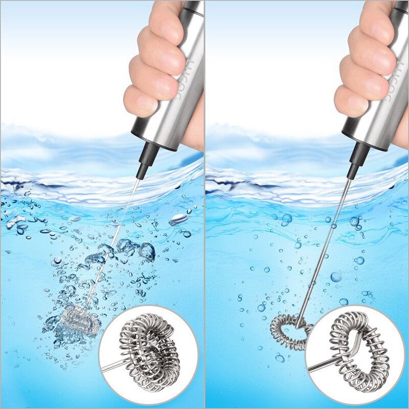 LUCOG Powerful Handheld Electric Milk Frother With 2pcs Stainless Steel Spring Whisk Battery Operated Coffee Frother Foam Maker