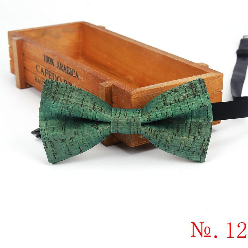 Fancy Cork Wood Men's Bow Ties Novelty Handmade Solid Bowtie Butterfly Wedding Party Man Accessories Neckwear: 12