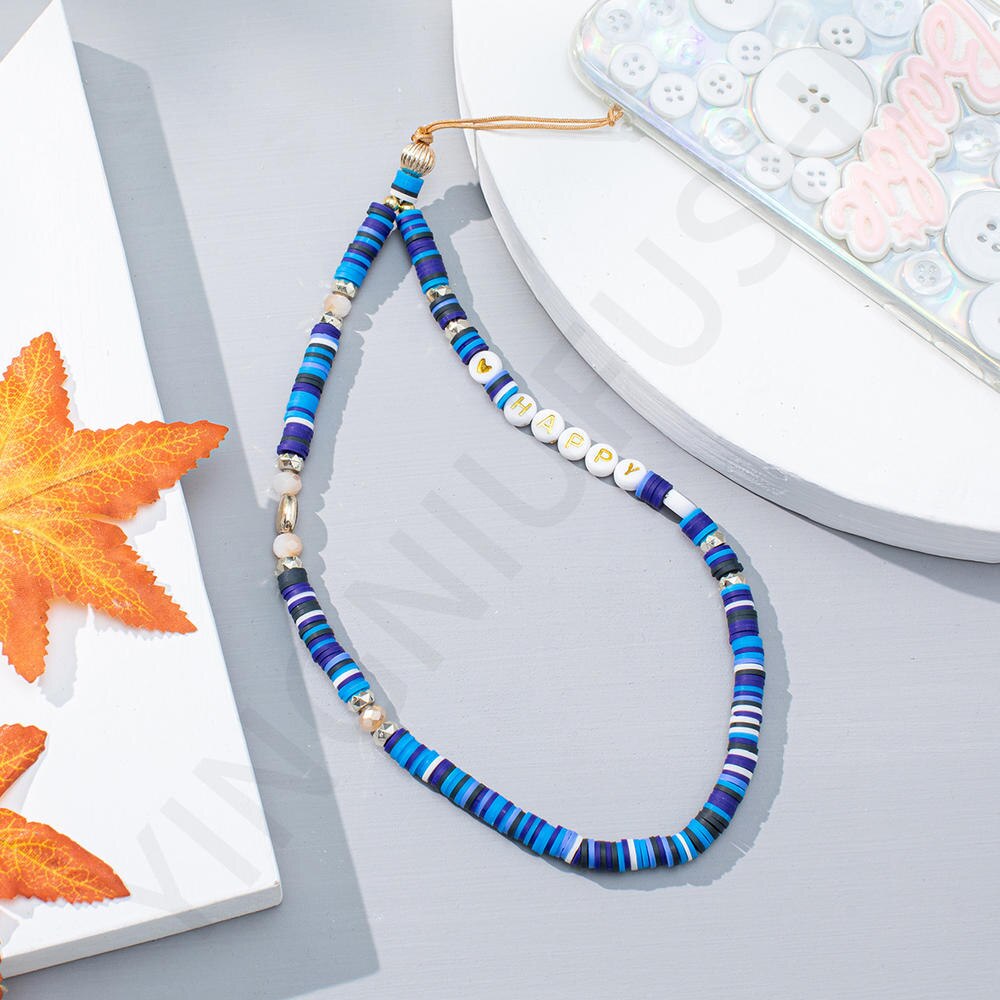 Trendy Pearl Clay Beads Mobile Phone Chains Anti-lost Handmade Lanyard Acrylic Charm Hanging Cord for Women Girls: 4