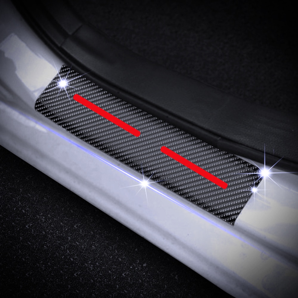 For Peugeot 307 206 308 407 207 208 3008 508 306 301 5008 Door Sill Scuff Plate Carbon Fiber Vinyl Stickers Auto Part 4Pcs