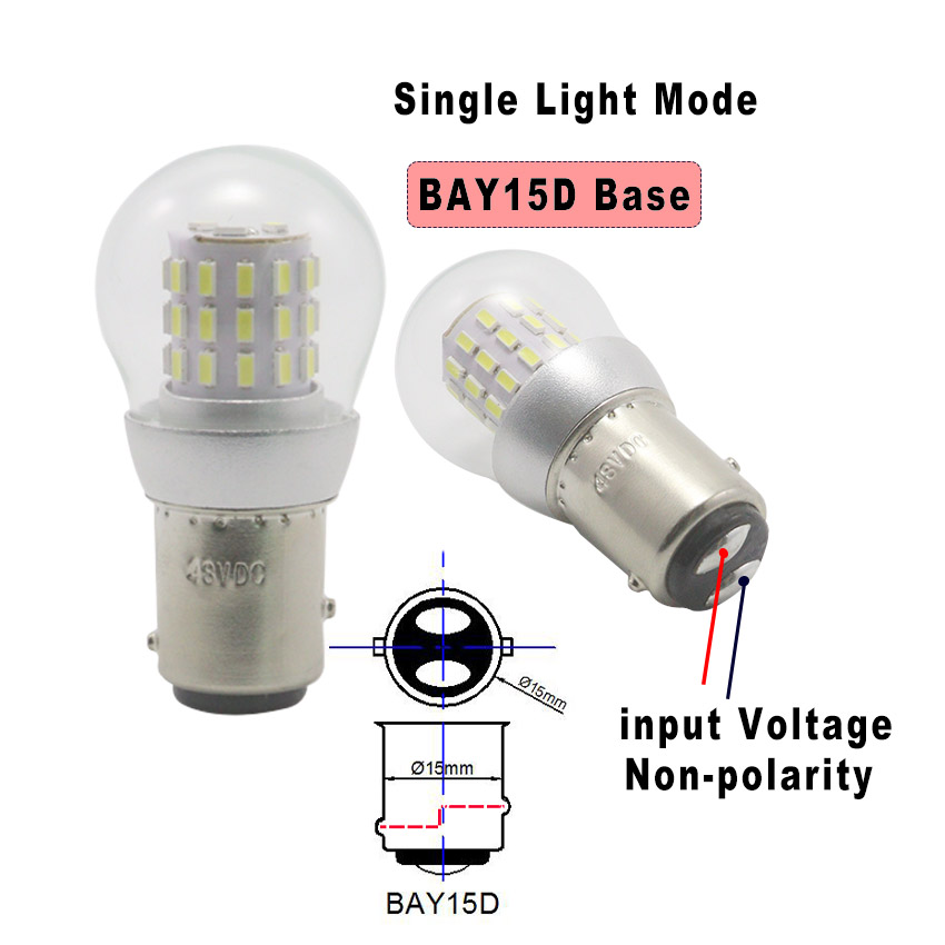 Ampoules LED S25 BA15S BA15D 12-24V, lumière stroboscopique de Navigation BAY15D, Source de stationnement pour navire, 2 pièces: blanc chaud / YELLOW