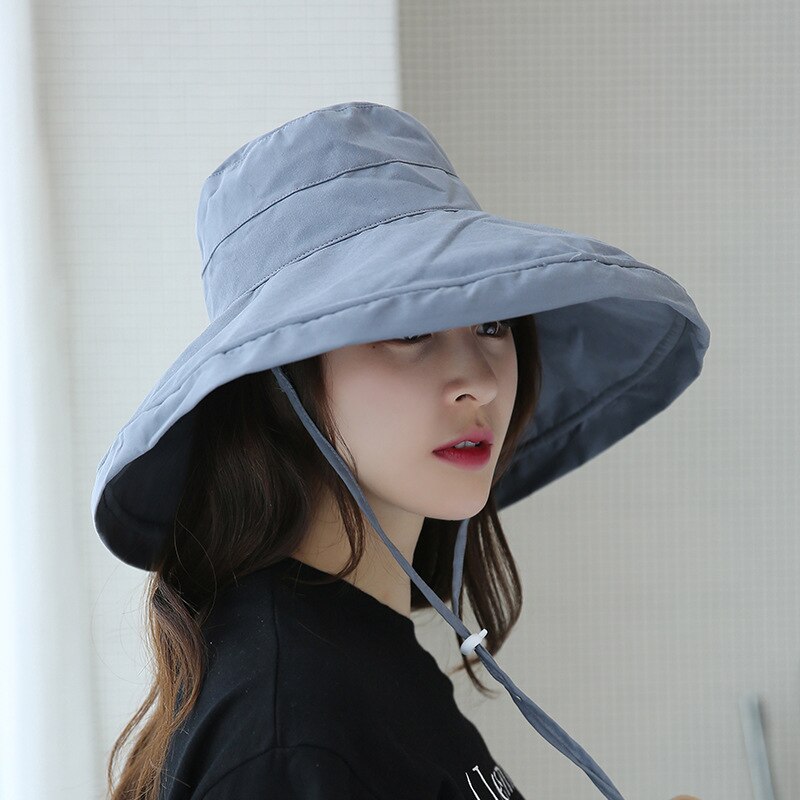 Shade Fisherman Hat Big Brim Beach Shopping Sun Hat Street Headdress Fisherman Outdoor Hat Ladies Hat Solid Color