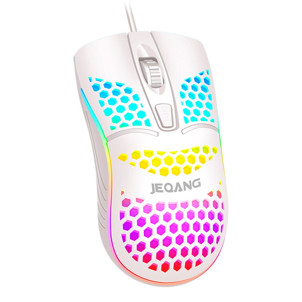 Laptop Desktop Computer Mouse USB Wired Gaming Mouse 1600 DPI Honeycomb Optical Mice for Computer PC: White