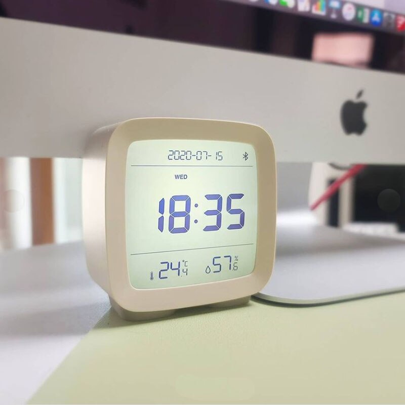 XIAOMI-reloj despertador con Control por aplicación, higrómetro termómetro con Bluetooth 5,0, pantalla LCD, luz nocturna ajustable, calendario, MI Home, Original