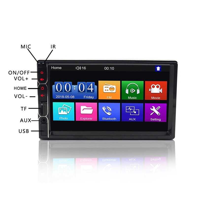 Pantalla de presión Hd LED de 7 pulgadas estéreo 2 Din para coche Multimedia Radio Bluetooth reproductor Mp5 7031