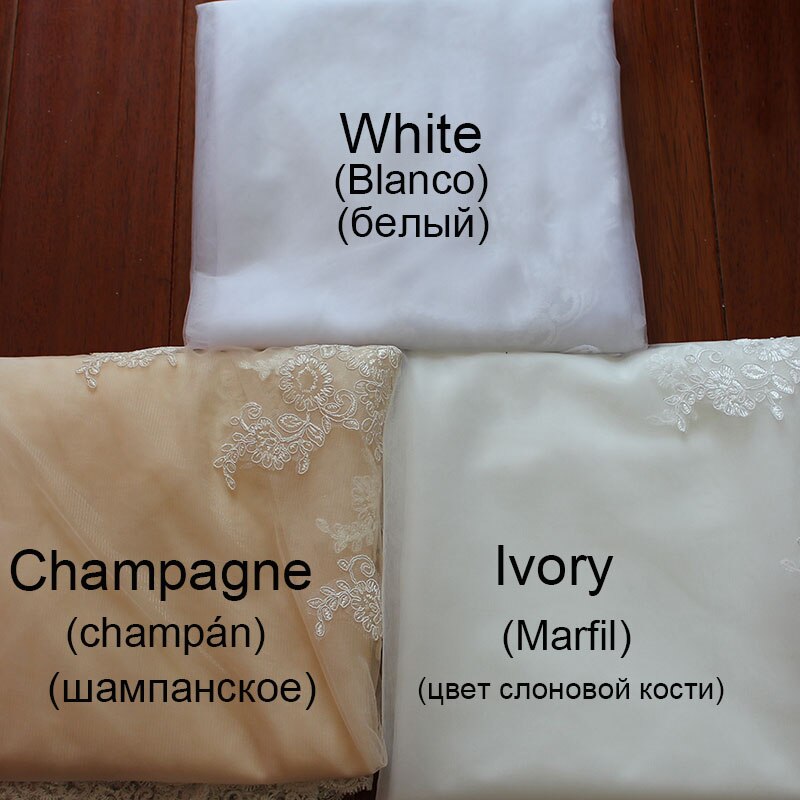 Champagner 2 Schichten Teil Spitze Hochzeit Schleier 3 Meter Lange 2T Abdeckung Gesicht Braut Schleier Champagner/Elfenbein/ weiß Braut Schleier