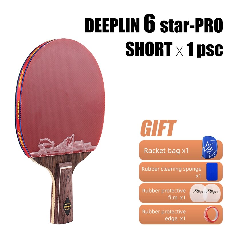 Racchetta da Ping Pong originale 6 7 stelle PRO struttura in carbonio brufoli in gomma/giocatori avanzati racchetta da Ping Pong professionale: 6 star PRO 1 short