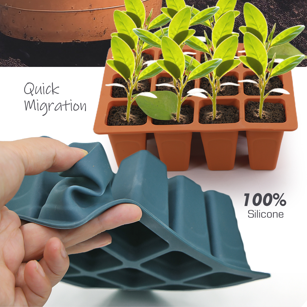 Plantes d'intérieur en silicone pour jardin, cadres de plantes, démarrage de l'escalade, pots de pépinière de semis, conteneur de propagation, boîte de culture de germination, 4 cellules, 6/12 cellules
