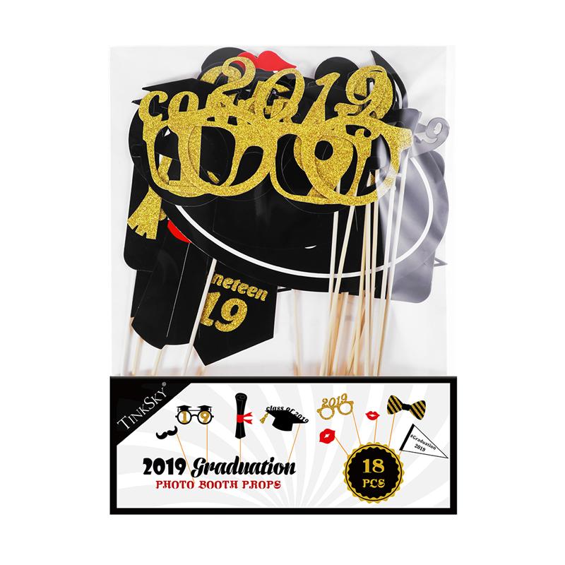 Tinksky 18PCS Graduation Booth Photo Prop Funny Posing Class of Glitter Supply for Senior Prom