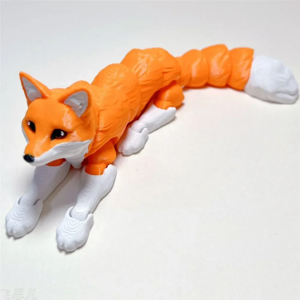 Oppgrader 3d -trykk dyrehund revefigur flerleddet bevegelig for kawaii-romdekor barnehjemstilbehør
