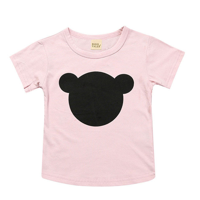 1-6Y Sommer Jungen T-Shirts Kleidung Cute Bear Baumwolle Kurzarm Cartoon Kinder Casual T Shirt Mädchen T tops: Rosa / 5T