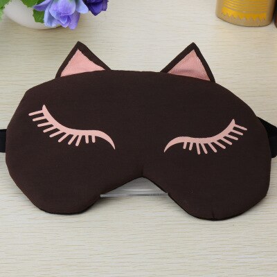 Cute Cat Sleep Eye Mask Travel Eyepatch Blindfold Cold And Compress Bag Nap Eye Shade Sleeping Traveling Relieve Fatigue: coffee