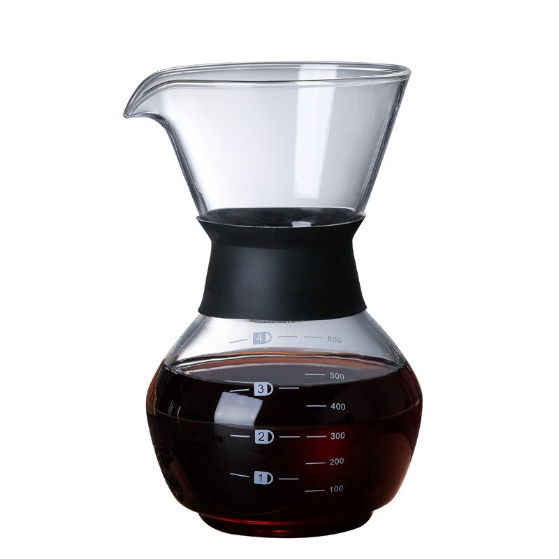 Glass Coffee Kettle with Stainless Steel Filter Drip Brewing Brewer Coffee Pot Dripper Barista Pour Over Coffee Maker WF