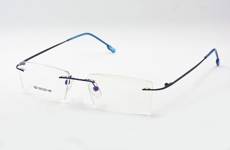 Titanium geheugen flexibel randloos montuur bril optische bril op sterkte bril voor dames en heren montuurvorm op maat: Blauw