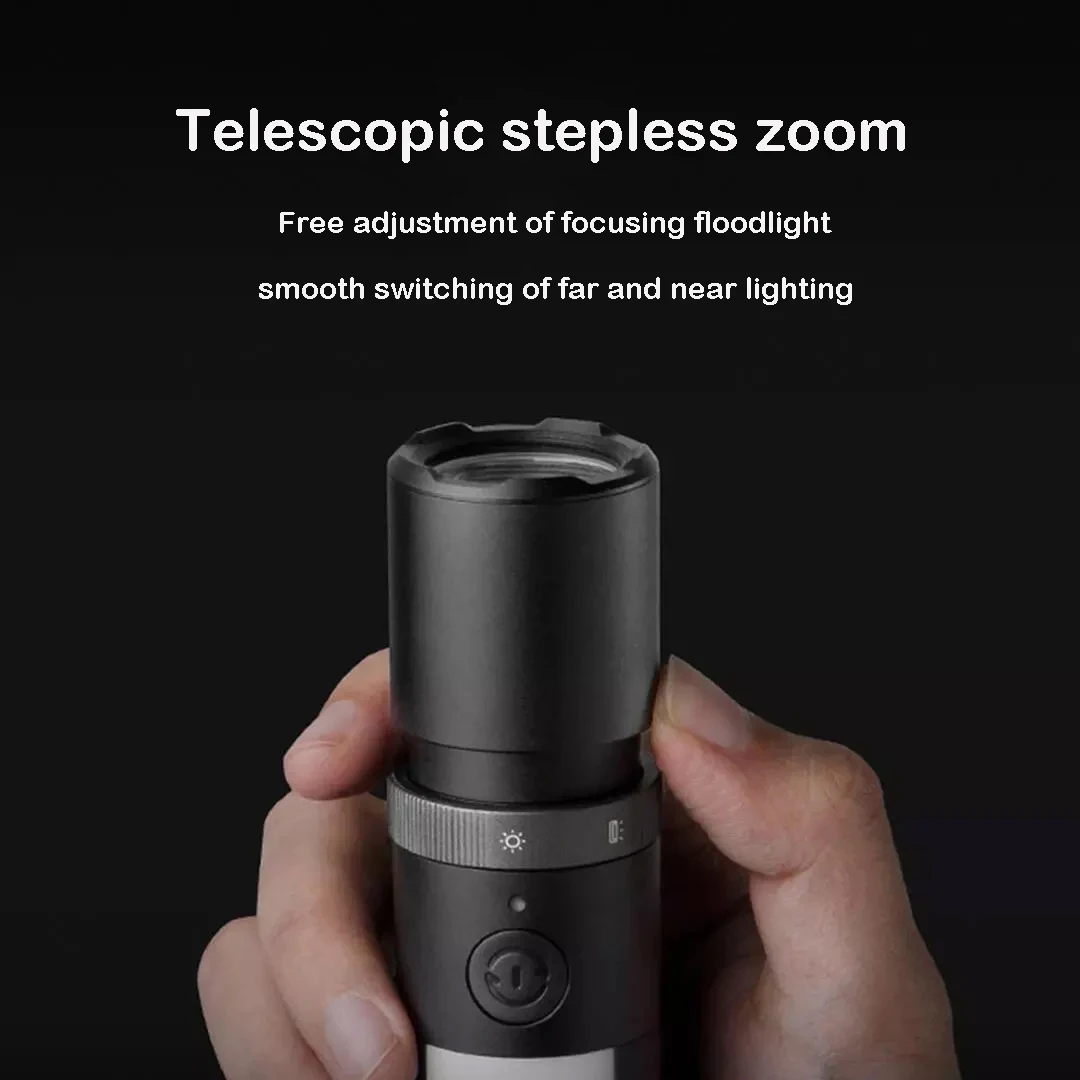 Xiaomi mijia multifunktionel led-lommelygte zoombar ultralys lommelygte rudebryder sikkerhedsseleskærer bilnødlys