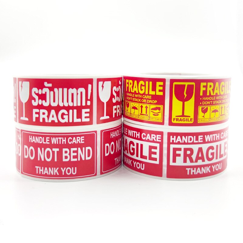 250pcs 25x45mm Warning Sticker Fragile Goods Warning Label Package Deliver Tag Keep Dry Upward Sticker Handle with Care