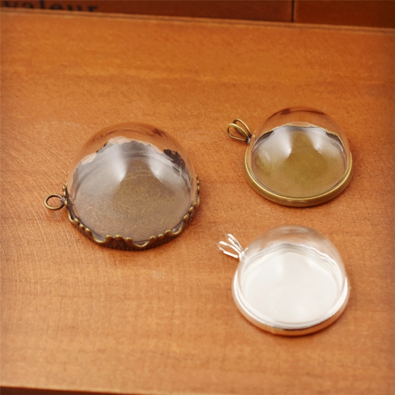 Ensemble d'accessoires de bijoux en verre creux avec base de réglage, bouteille de globe en verre orbe, pendentif de bague, accessoires de bricolage faits à la main, breton, 6 pièces