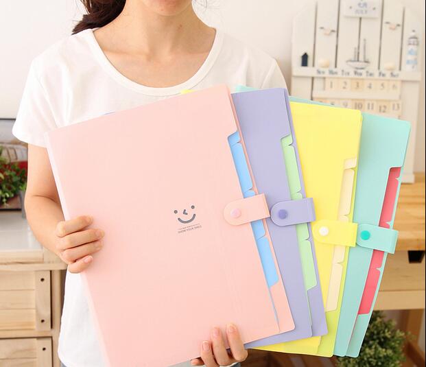 Simpatici documenti di prova per cartelle di file di sorriso A4 cartoleria per studenti multistrato di grande capacità