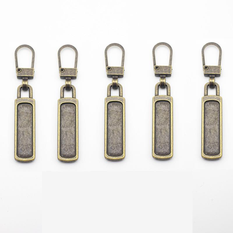 5pcs Detachable Metal Zipper Puller Universal Instant Repair Kit Zipper Sliders Head Repair Kit For Clothing Jacket Sewing Tools: Antique Zinc