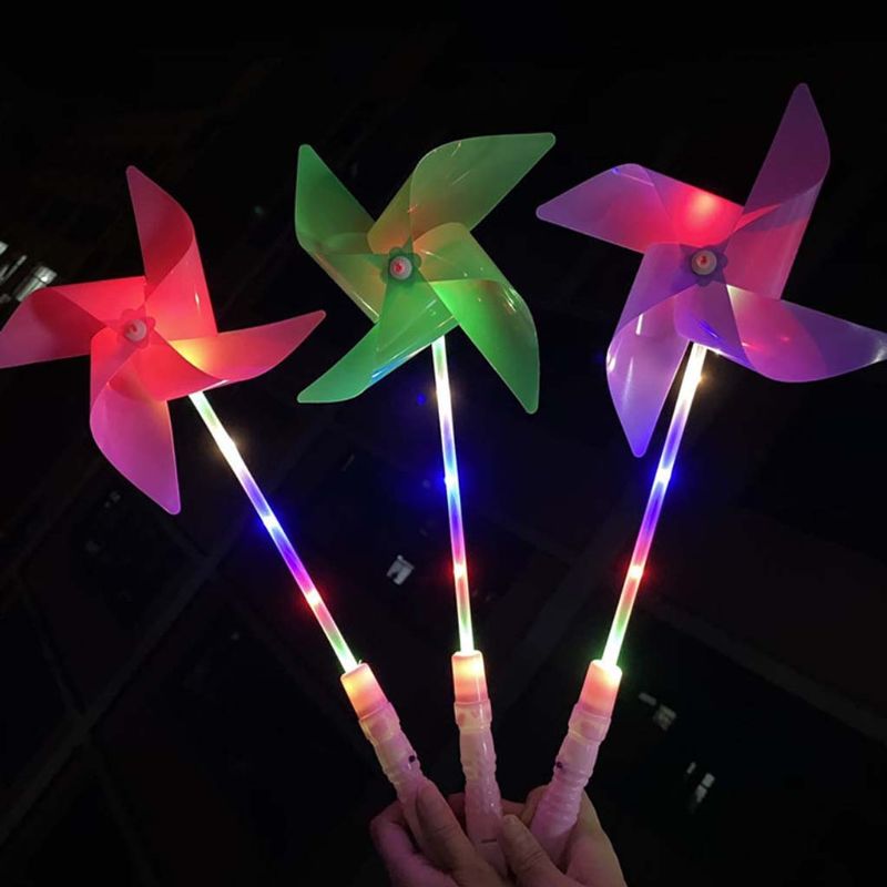 10 Pcs Glowing Plastic Windmill Pinwheel Wind Spinner Garden Lawn Party Decor