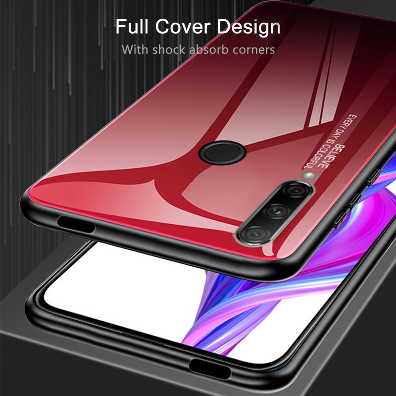 Luxus Fall Für Honor 9X9 X Premium Fall Gradienten Gehärtetem Glas Abdeckung Fall Für Huawei Ehre 9X globale Glas Fall Rüstung